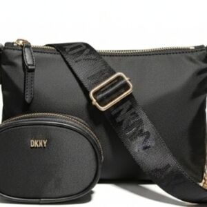 DKNY Carlo Black Nylon Crossbody w/ Pouch